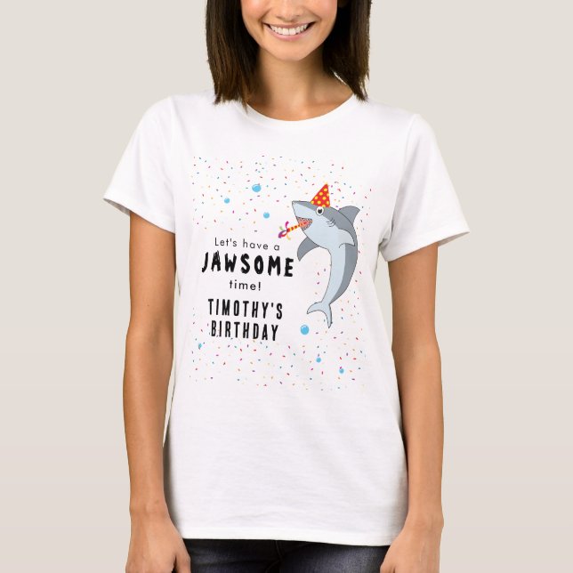 Camiseta Tubarão-gato na festa do Aniversário de criança do (Frente)