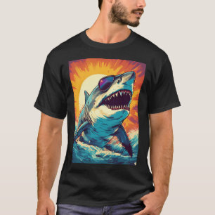 Camiseta Tubarão Gigante Usando Óculos de Sol