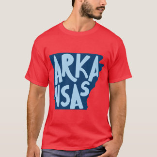 Camiseta Tubarão-guia do Arkansas Doodle Letters Outlineblu