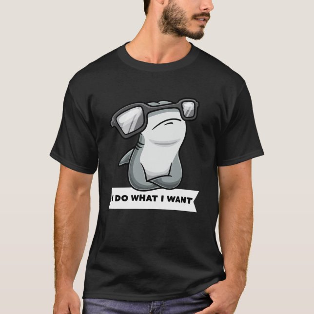 Camiseta Tubarão-Hammerhead Teimoso Com Óculos Solares (Frente)