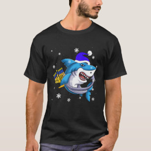 Camiseta Tubarão Judeu Menorah Funny Hanukkah Chanukah