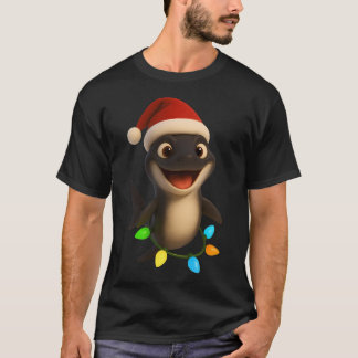 Camiseta Tubarão-lanterna de barriga de veludo de Natal