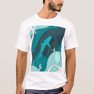 Camiseta Tubarão Legal e Arte Abstrata de Tartaruga