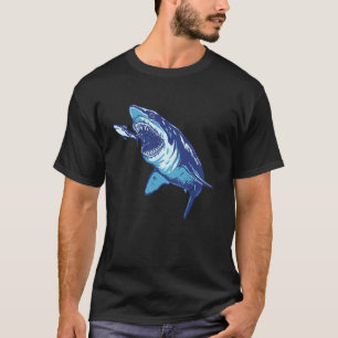 Camiseta Tubarão Megalodon Come Peixe Design Divertido