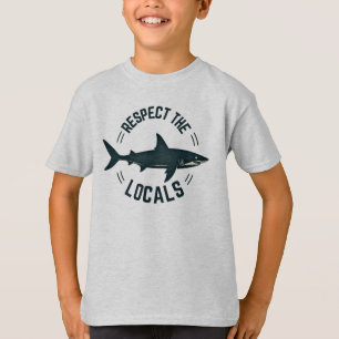 Camiseta Tubarão Minimalista Vintage – Respeite os Locais