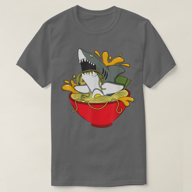 Camiseta tubarão na sopa de ramensharkramenhumourphonoodle (Frente do Design)