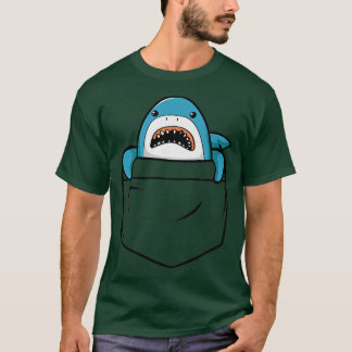Camiseta Tubarão No Bolso Engraçado Des De Cartoon De Tubar