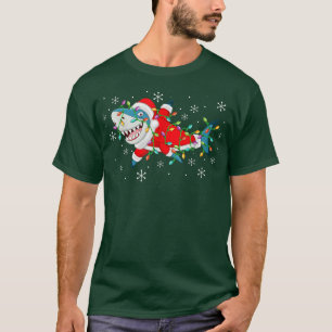 Camiseta Tubarão Papais noeis de iluminação de Natal Xmas d