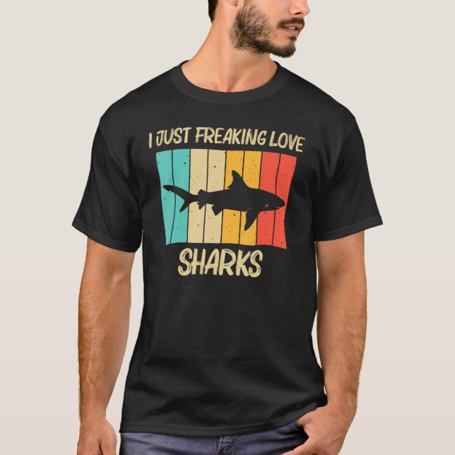 Camiseta Tubarão Para Homens Tubarões-Tigre-Hammerhead (Frente)