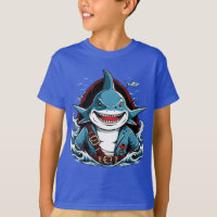 Tubarão-pirata-gato num barco-T-Shirt