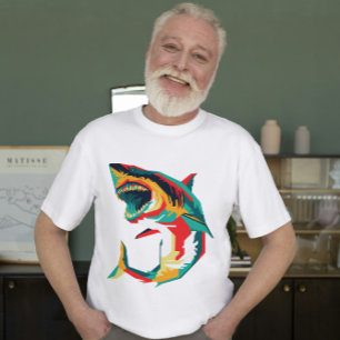Camiseta Tubarão Pop de Arte do Predador Apex
