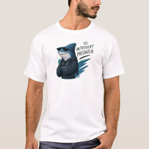 Camiseta Tubarão Predador Introvertido Legal com Óculos de