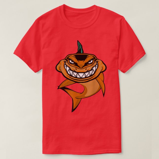 Camiseta Tubarão Pumpkin Preguiçoso Figurino De Halloween E (Frente do Design)