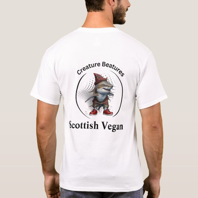 Camiseta tubarão-quirk no coelho do Tartan | Engraçado Sarc (Verso)
