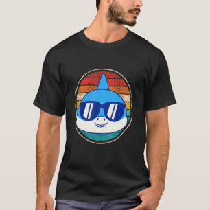 Camiseta Tubarão Retro Com Óculos De Sol E Fundo Vintage