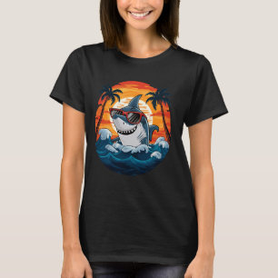 Camiseta Tubarão-retrô em óculos escuros 70 e 80 anos 90