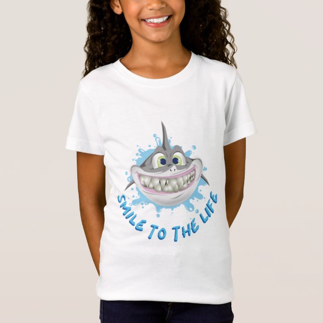 Camiseta Tubarão sorridente no estilo cartoon - Sorria para (Frente)