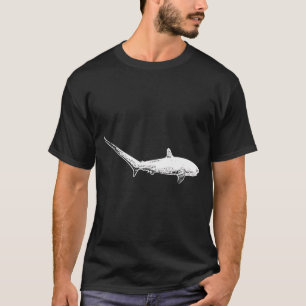 Camiseta Tubarão Tesoura Impressão Branca Grossa