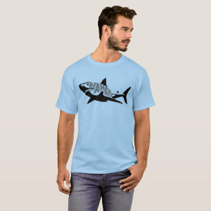 Camiseta Tubarão-Tubarão-branco-Excelente com fome, Legal