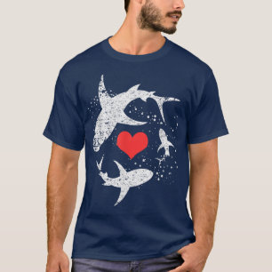 Camiseta Tubarão-Vintage Silhouette Hammerhead Shark Tiger 