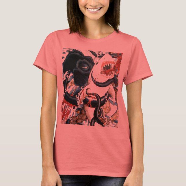 Camiseta tubarão vs polvo (Frente)