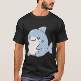 Camiseta Tubarãozinho Bebê Chibi Adorável Criatura Marinha