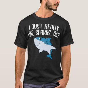 Camiseta Tubarões Engraçados, Eu Gosto Muito De Tubarões.
