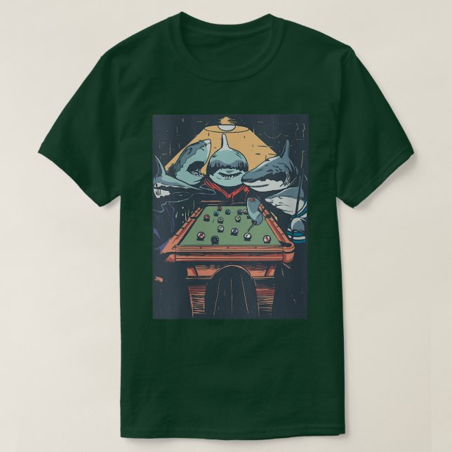 Camiseta Tubarões Mães Tocando Piscina Billard VNeck (Frente do Design)