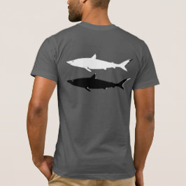 Camiseta tubarões nadando pretos e brancos