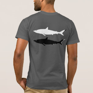 Camiseta tubarões negros e brancos