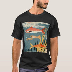 Camiseta Tubarões retrô com peixes pequenos