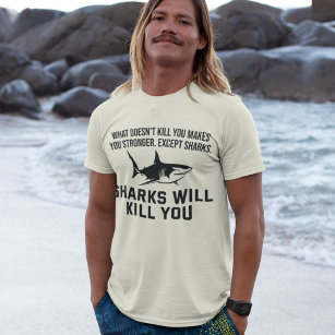 Camiseta Tubarões Vão Matar-Lo Engraçado No Mar De Verão