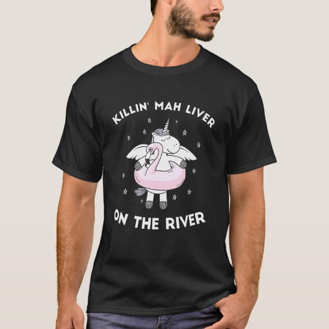 Camiseta Tubing Unicorn Killin Mah Liver No Rio (Frente)