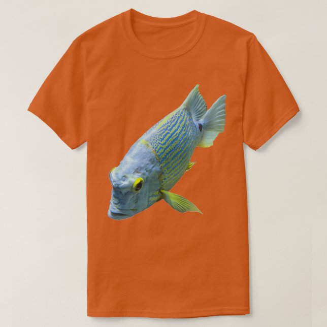 Camiseta Tubo Clássico de Peixe Azul Claro (Frente do Design)