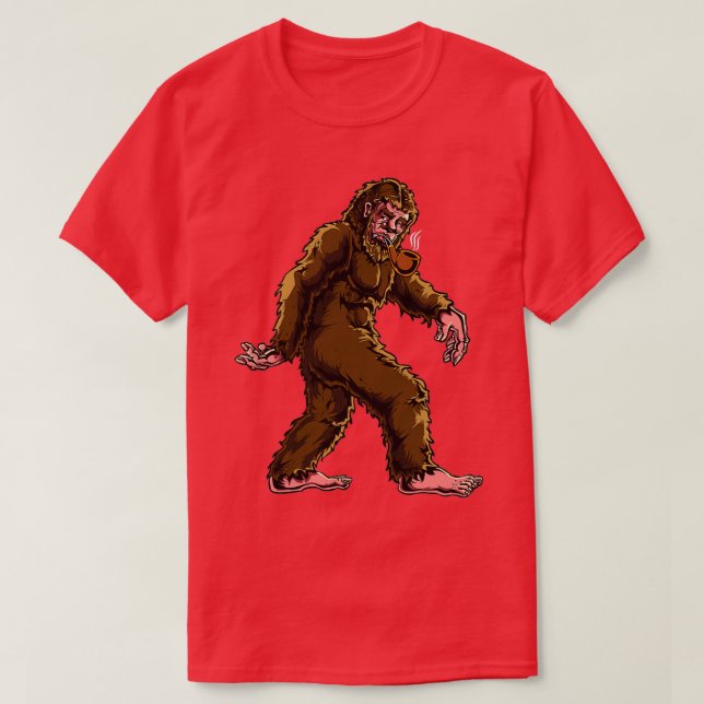 Camiseta Tubo De Cigarro Sasquatch Para Fumar De Pé Grande  (Frente do Design)