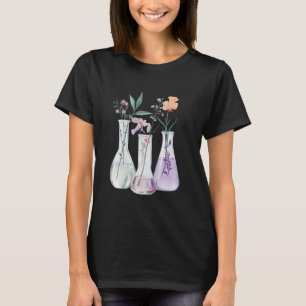 Camiseta Tubo de ensaio de flores Estudante de química Prof