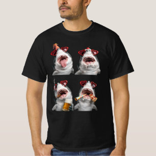 Camiseta Tuborões Fofos com Óculos de Sol em Forma de Coraç