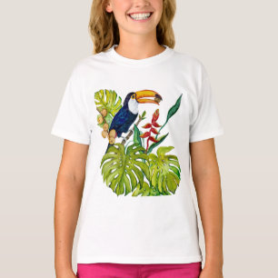 Camiseta Tucano Colorido Aquarela Pássaro Tropical