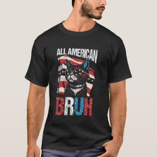 Camiseta Tudo Americano Bruh 4 De Julho Patriótico Gato Bru