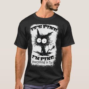 Camiseta Tudo Bem Estou Bem Tudo Está Bem Gata Preta N