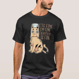 Camiseta Tudo bem Estou bem Tudo está bem, gato do humor l