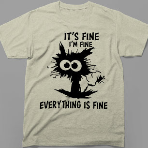 Camiseta Tudo Bem Estou Bem Tudo Está Bem Gato Louco