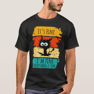 Camiseta Tudo Bem Estou Bem Tudo Está Bem Gato Preto