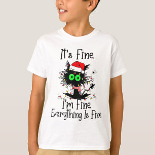 Camiseta Tudo Bem Estou Bem Tudo Está Bem Gato Preto Divert