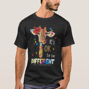 Camiseta Tudo bem ser diferente Quebra-cabeça de girafa Aut