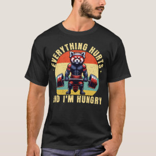 Camiseta Tudo Dói E Estou Com Fome Panda Vermelho Academia 