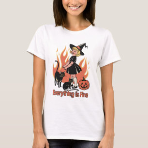 Camiseta Tudo É Bela Bruxa Retro Halloween Engraçado