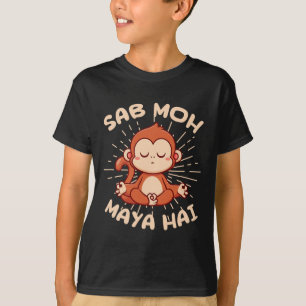 Camiseta Tudo é ilusão em Hindi Meditação Macaco Yoga Hind