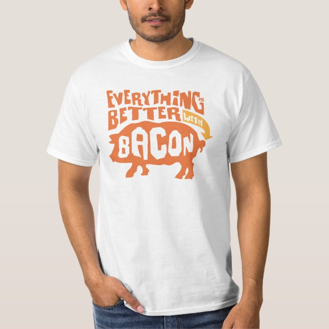 Camiseta Tudo é melhor com bacon (Frente)