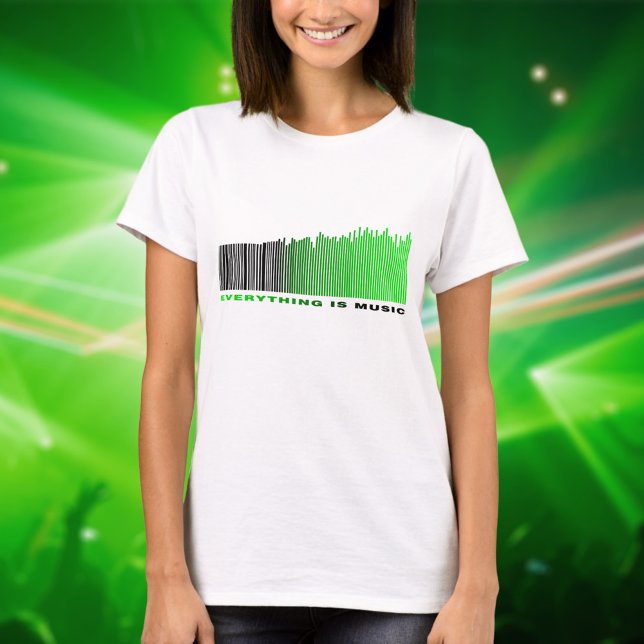 Camiseta Tudo é música Cotação Verde Código de Barras Equal (Criador carregado)